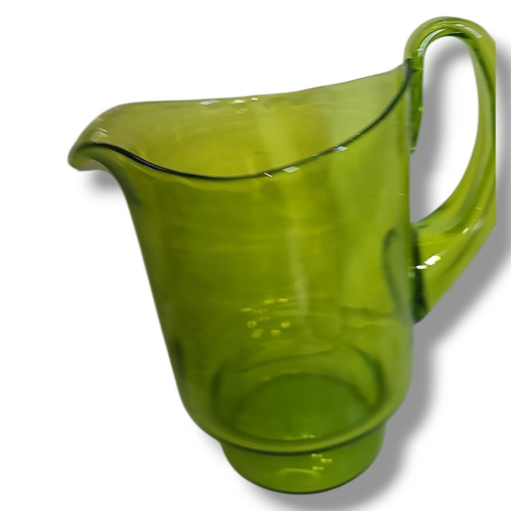 Vintage Blenko 7015s Olive Green Hand‎ Blown Glass Water Pitcher Decanter MCM